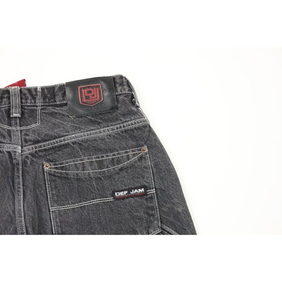 Vintage Def Jam Records 32x29 Distressed Big Pocket Baggy Fit Wide Leg Jeans - Picture 9 of 11